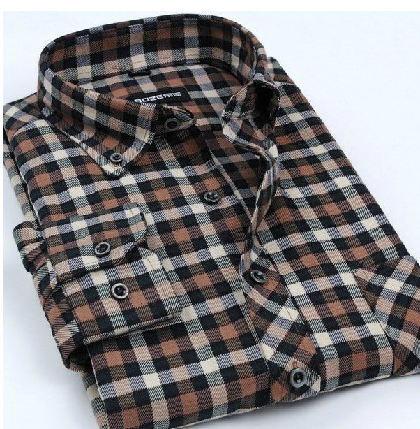 Fashion Casual Grid long-sleeved mens plaid shirts, Fashion Leisure styles lim fit flannel shirt - CelebritystyleFashion.com.au online clothing shop australia