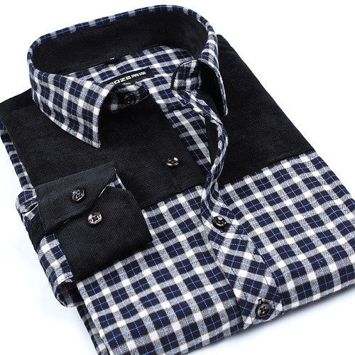 Fashion Casual Grid long-sleeved mens plaid shirts, Fashion Leisure styles lim fit flannel shirt - CelebritystyleFashion.com.au online clothing shop australia