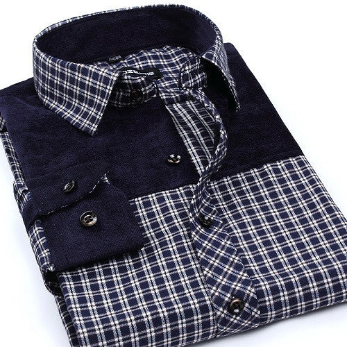 Fashion Casual Grid long-sleeved mens plaid shirts, Fashion Leisure styles lim fit flannel shirt - CelebritystyleFashion.com.au online clothing shop australia