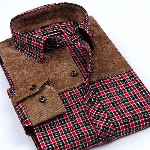 Fashion Casual Grid long-sleeved mens plaid shirts, Fashion Leisure styles lim fit flannel shirt - CelebritystyleFashion.com.au online clothing shop australia