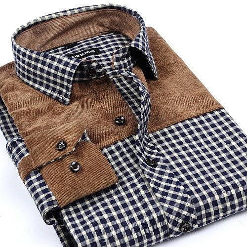 Fashion Casual Grid long-sleeved mens plaid shirts, Fashion Leisure styles lim fit flannel shirt - CelebritystyleFashion.com.au online clothing shop australia