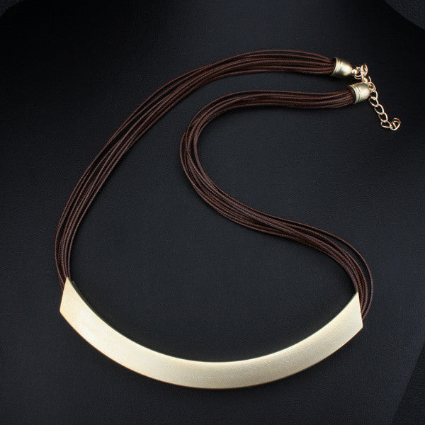 Free Shipping Vintage Alloy Circle Pendant Lots of Black Leather Chain Statement Necklaces Fashion Jewelry For Ladies JJ97 - CelebritystyleFashion.com.au online clothing shop australia