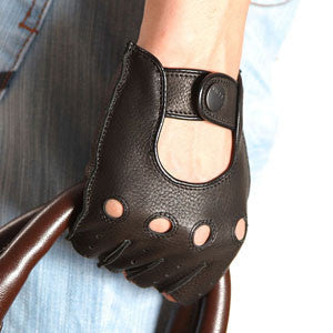 Fashion Men Deerskin Gloves Wrist Half Finger Driving Glove Solid Adult Fingerless Mittens Real Genuine Leather Limited - CelebritystyleFashion.com.au online clothing shop australia