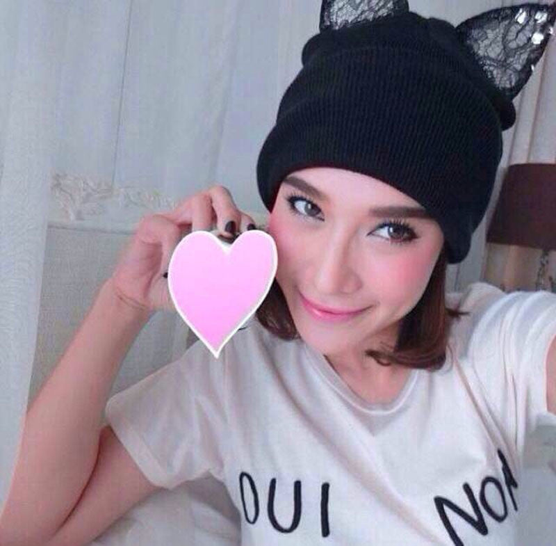 Winter Beanie Devil Cat Ear Lace Diamond Hat Crochet Braided Gorro Elastic Knitted Warm Ski Cap Beret Women Beanies 1MZ0500 - CelebritystyleFashion.com.au online clothing shop australia