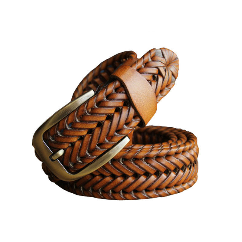 New Belt Man Fashion Mens belts luxury genuine leather Brown braided Cow skin straps men Jeans Wide girdle Male 3 colors - CelebritystyleFashion.com.au online clothing shop australia