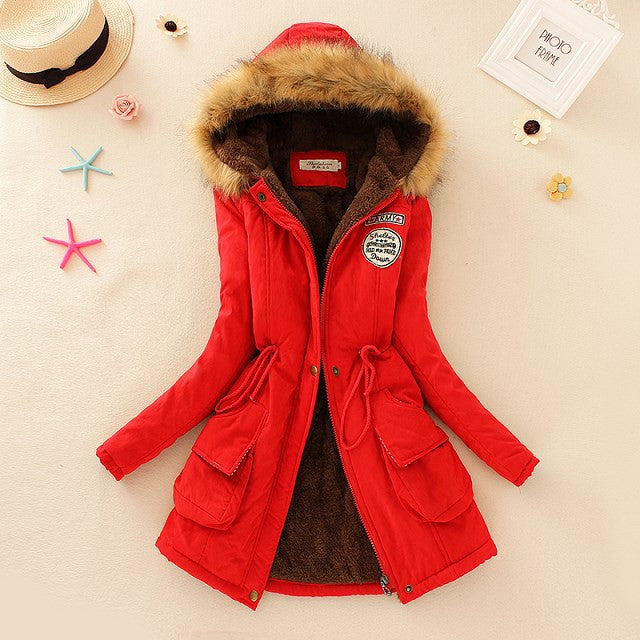 Winter Women Coat Parka Casual Outwear Military Hooded Coat Woman Clothes Fur Coats manteau female Winter Jacket for Women-Dollar Bargains Online Shopping Australia