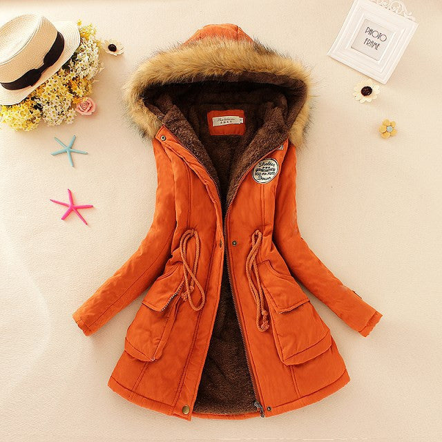 Winter Women Coat Parka Casual Outwear Military Hooded Coat Woman Clothes Fur Coats manteau female Winter Jacket for Women-Dollar Bargains Online Shopping Australia