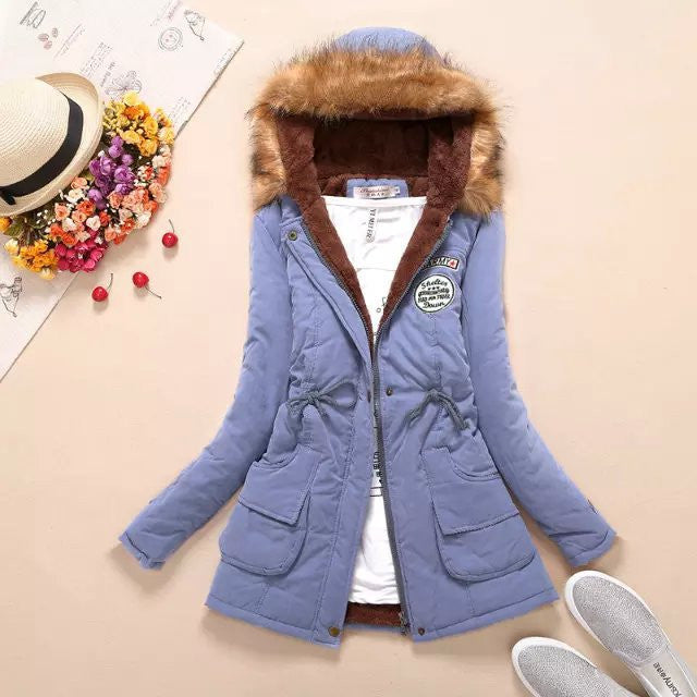 Winter Women Coat Parka Casual Outwear Military Hooded Coat Woman Clothes Fur Coats manteau female Winter Jacket for Women-Dollar Bargains Online Shopping Australia