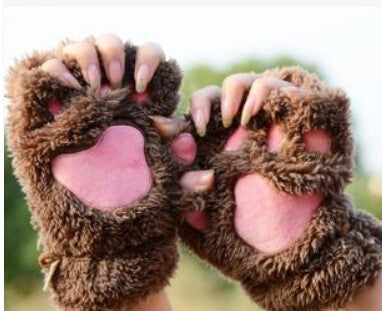 Winter Women Gloves Fluffy Bear Paw Claw Fingerless Cute Toweling Gloves Mittens Christmas Birthday Gift ST001 - CelebritystyleFashion.com.au online clothing shop australia