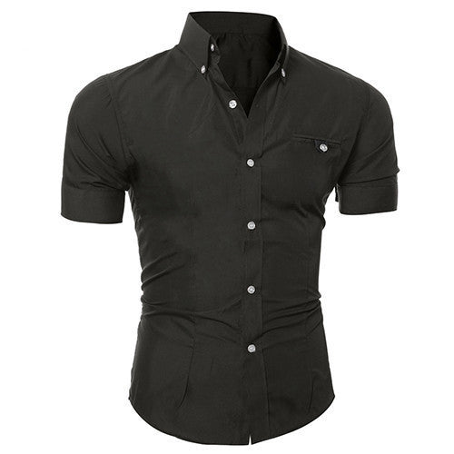 Men's Business Lapel Button Down Short Sleeve Top Blouse Casual Solid Shirt - CelebritystyleFashion.com.au online clothing shop australia