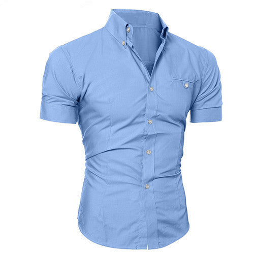 Men's Business Lapel Button Down Short Sleeve Top Blouse Casual Solid Shirt - CelebritystyleFashion.com.au online clothing shop australia