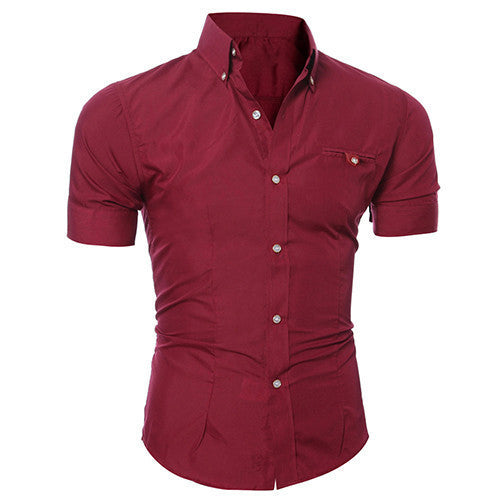 Men's Business Lapel Button Down Short Sleeve Top Blouse Casual Solid Shirt - CelebritystyleFashion.com.au online clothing shop australia