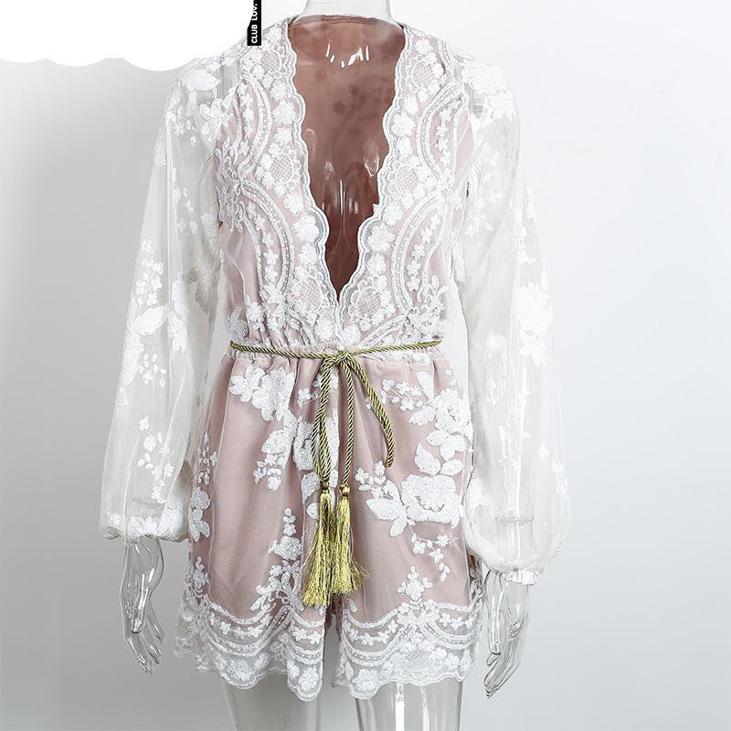 Glamaker Deep v neck sequin black jumpsuit women Tassel waistband party playsuit Summer club elegant jumpsuit romper-Dollar Bargains Online Shopping Australia