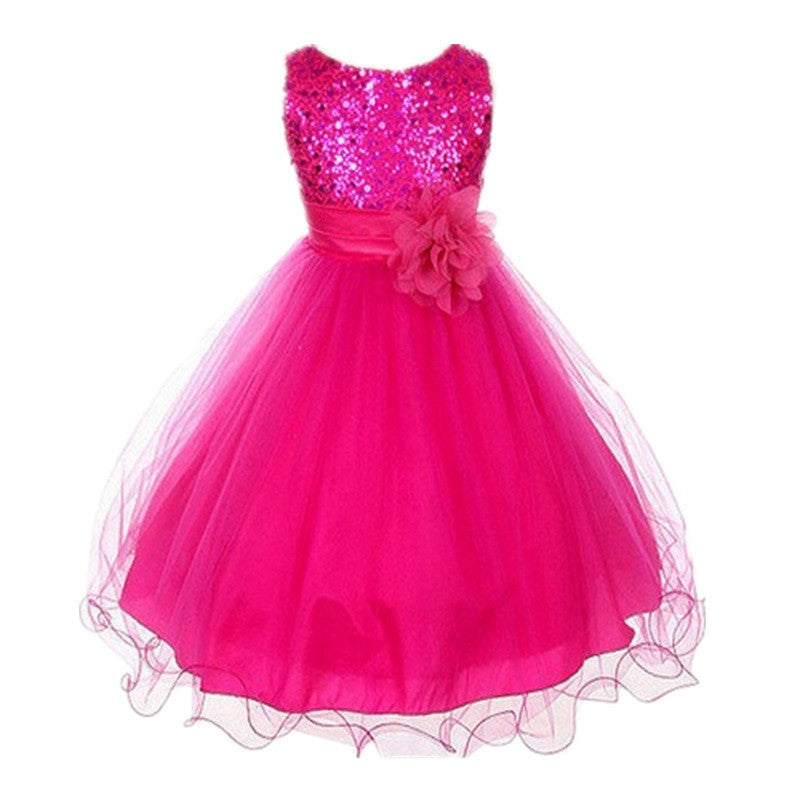 Multi-Color Kids Infant Girl Sequin Flower Party Dress Sleeveless Tutu Vestidos-Dollar Bargains Online Shopping Australia