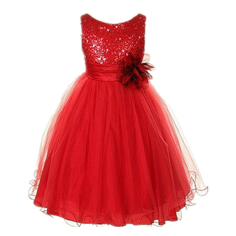 Multi-Color Kids Infant Girl Sequin Flower Party Dress Sleeveless Tutu Vestidos-Dollar Bargains Online Shopping Australia