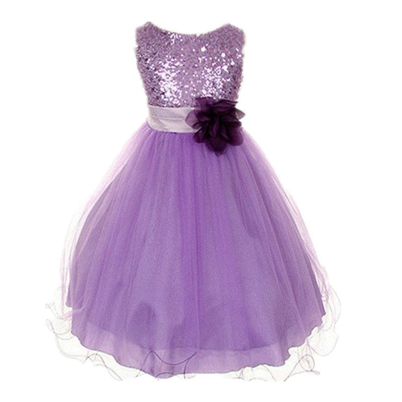 Multi-Color Kids Infant Girl Sequin Flower Party Dress Sleeveless Tutu Vestidos-Dollar Bargains Online Shopping Australia