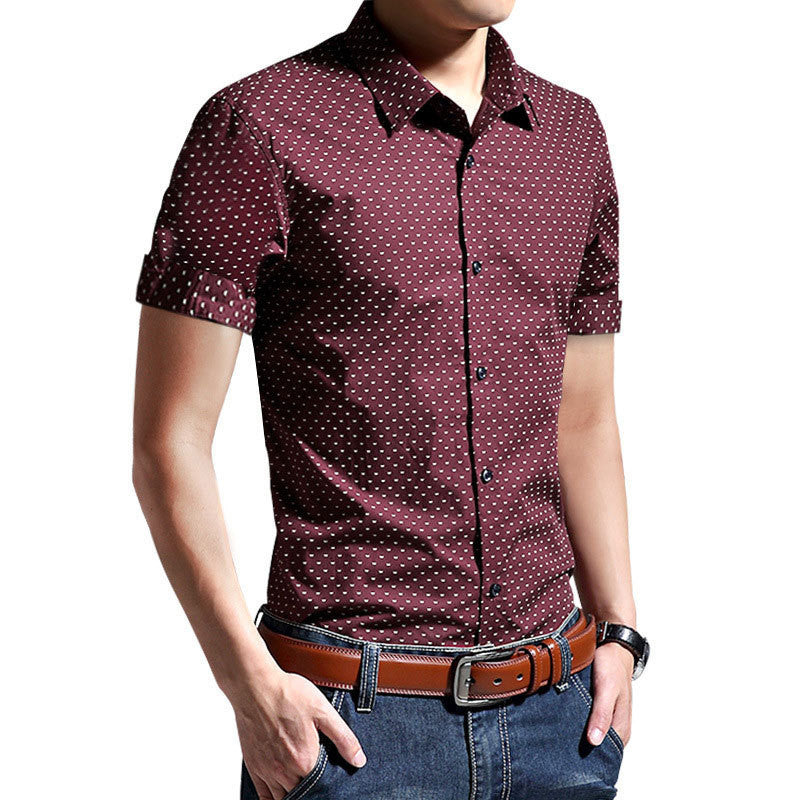 New Brand Men Shirt Short Sleeve Cotton Shirt Men Clothes Casual Printed Denim Shirt Slim Fit Designer Shirt - CelebritystyleFashion.com.au online clothing shop australia