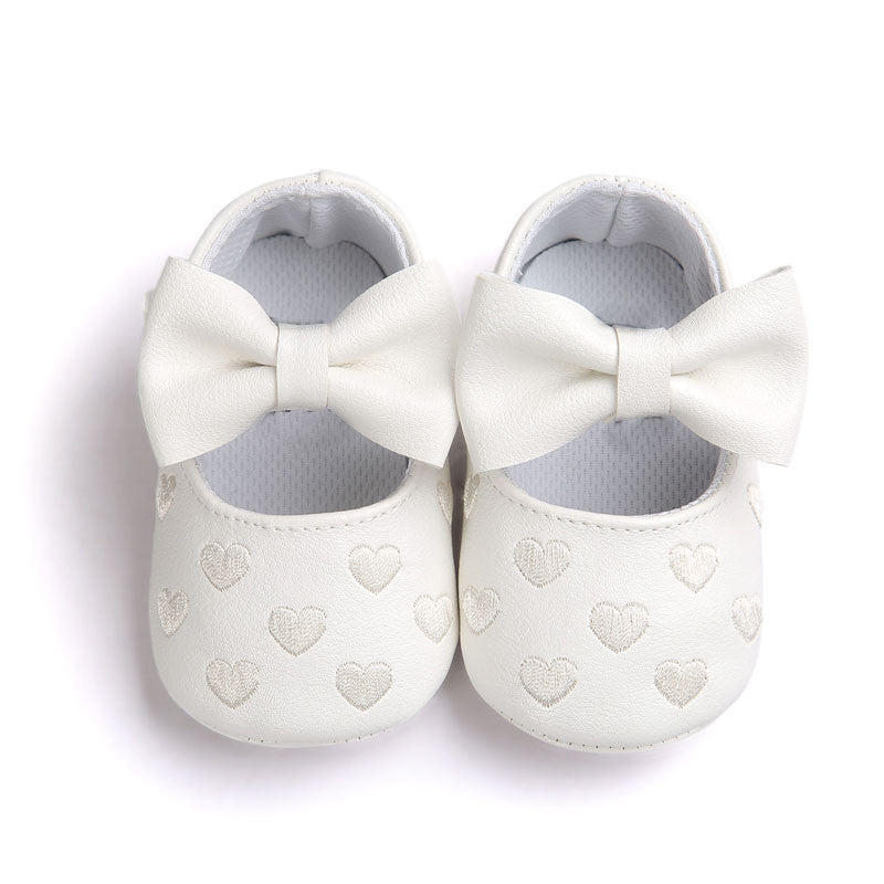 PU Leather Newborn Baby Girls Princess Heart-Shaped Mary Jane Big Bow Prewalkers Soft Bottom Shoes Crib Babe Ballet Dress Shoes - CelebritystyleFashion.com.au online clothing shop australia