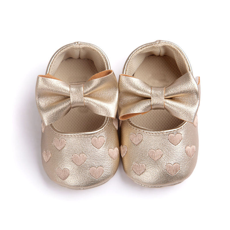 PU Leather Newborn Baby Girls Princess Heart-Shaped Mary Jane Big Bow Prewalkers Soft Bottom Shoes Crib Babe Ballet Dress Shoes - CelebritystyleFashion.com.au online clothing shop australia