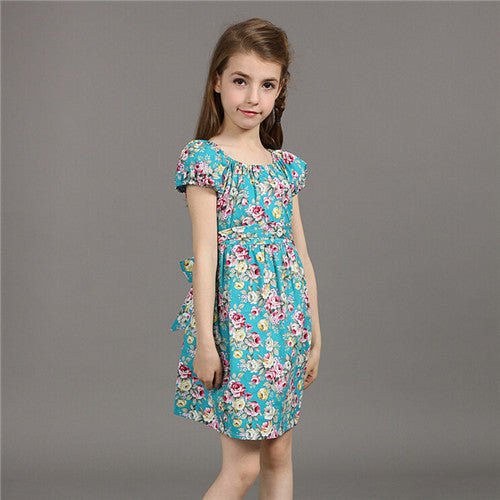 Summer European Style Girl Dress Baby Girls Print Flowers Floral Dresses Cotton Vestido Infantil Kids Clothes-Dollar Bargains Online Shopping Australia