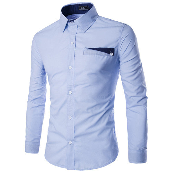 New Brand Men's Casual Shirt Long Sleeve Turn-Down Collar Solid Color Shirts Slim Fit Dress Shirt For Men Business Shirt 9048 - CelebritystyleFashion.com.au online clothing shop australia