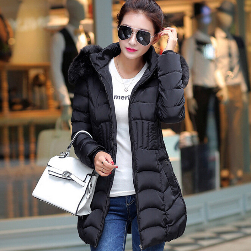 Plus Size Warm Down & Parkas Long Sleeve Button Zipper Long Style Outwear Thick Winter Jacket Women Coat-Dollar Bargains Online Shopping Australia