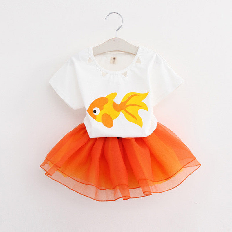 Girls Dress Summer Fashion Style Cartoon Cute Little White Cartoon Dress Kitten Printed Dress - CelebritystyleFashion.com.au online clothing shop australia