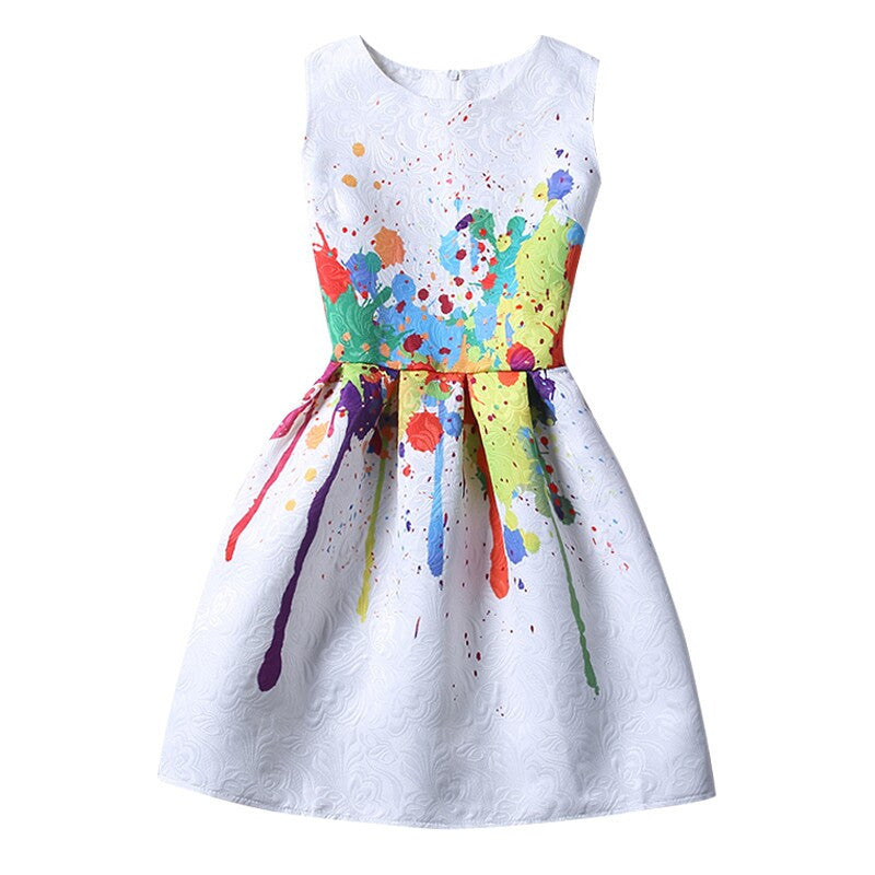 Girl Dress Summer Style Sleeveless Printed Kid Dresses Girls Clothes Party Princess Vestidos Nina 6 7 8 year birthday Dress - CelebritystyleFashion.com.au online clothing shop australia