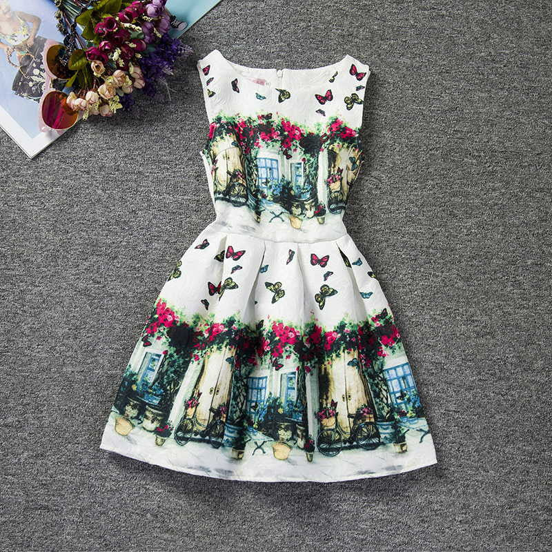 Girl Dress Summer Style Sleeveless Printed Kid Dresses Girls Clothes Party Princess Vestidos Nina 6 7 8 year birthday Dress - CelebritystyleFashion.com.au online clothing shop australia