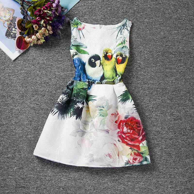 Girl Dress Summer Style Sleeveless Printed Kid Dresses Girls Clothes Party Princess Vestidos Nina 6 7 8 year birthday Dress - CelebritystyleFashion.com.au online clothing shop australia