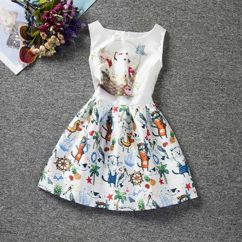 Girl Dress Summer Style Sleeveless Printed Kid Dresses Girls Clothes Party Princess Vestidos Nina 6 7 8 year birthday Dress - CelebritystyleFashion.com.au online clothing shop australia