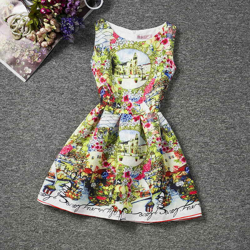 Girl Dress Summer Style Sleeveless Printed Kid Dresses Girls Clothes Party Princess Vestidos Nina 6 7 8 year birthday Dress - CelebritystyleFashion.com.au online clothing shop australia