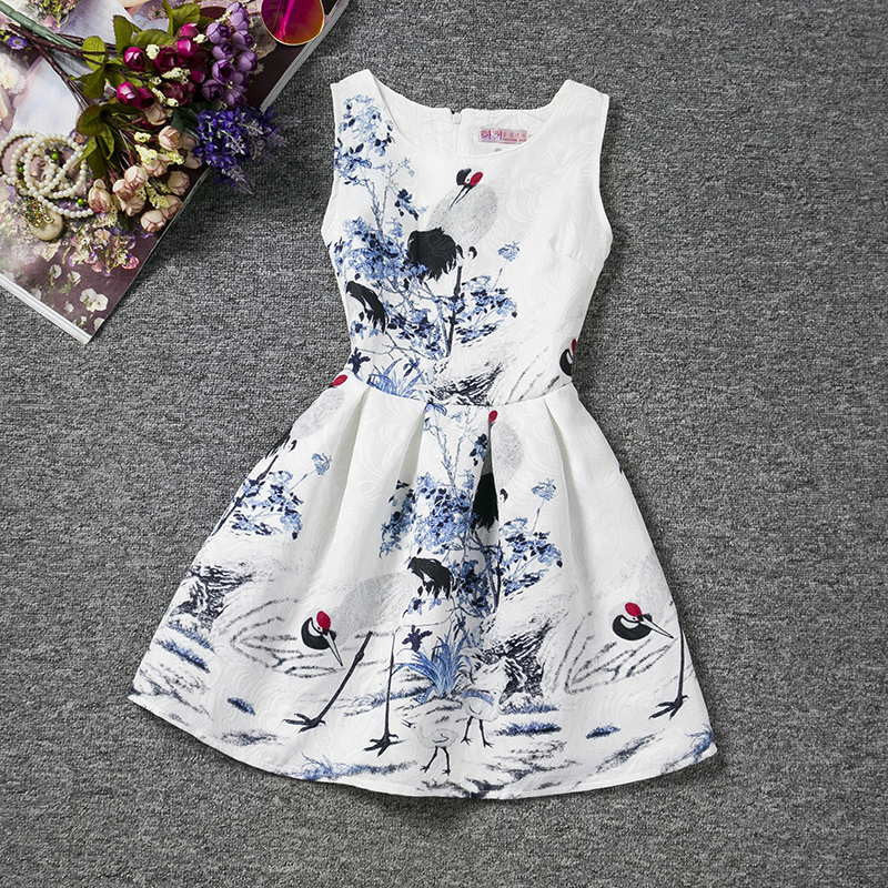 Girl Dress Summer Style Sleeveless Printed Kid Dresses Girls Clothes Party Princess Vestidos Nina 6 7 8 year birthday Dress - CelebritystyleFashion.com.au online clothing shop australia