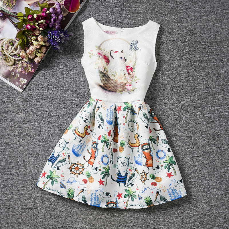 Girl Dress Summer Style Sleeveless Printed Kid Dresses Girls Clothes Party Princess Vestidos Nina 6 7 8 year birthday Dress - CelebritystyleFashion.com.au online clothing shop australia