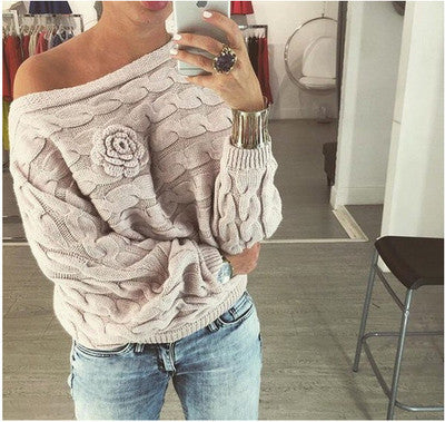 Elina women fashion Flowers Twisted dames kleding jerseis knitted sweter pull femme jumper long pullover sweaters-Dollar Bargains Online Shopping Australia