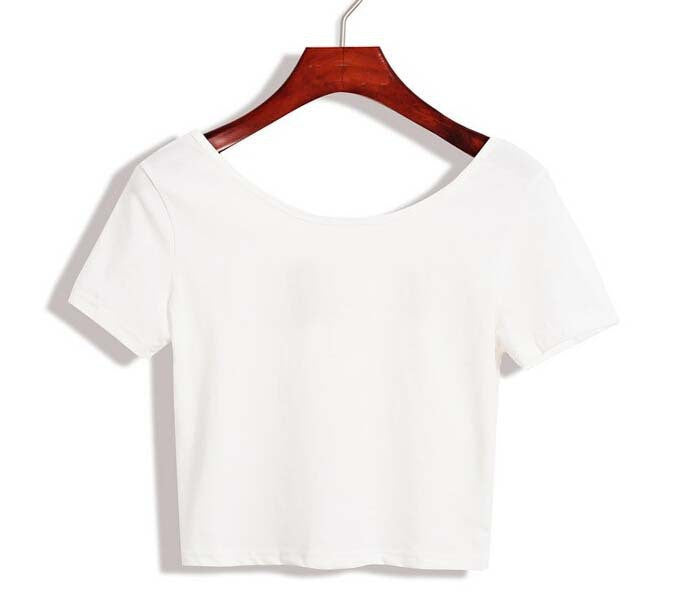 Summer Sexy Crop Top Ladies Short Sleeve t shirt women tops Basic Stretch T-shirts Bare-midriff solid color easy match-Dollar Bargains Online Shopping Australia