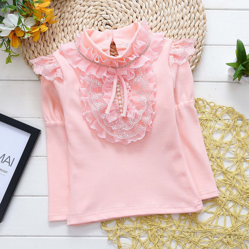 Children's clothing female child basic shirt spring and autumn girl basic shirt all-match lace baby t-shirt basicTops fashion - CelebritystyleFashion.com.au online clothing shop australia