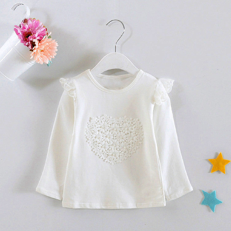 Children's clothing female child basic shirt spring and autumn girl basic shirt all-match lace baby t-shirt basicTops fashion - CelebritystyleFashion.com.au online clothing shop australia