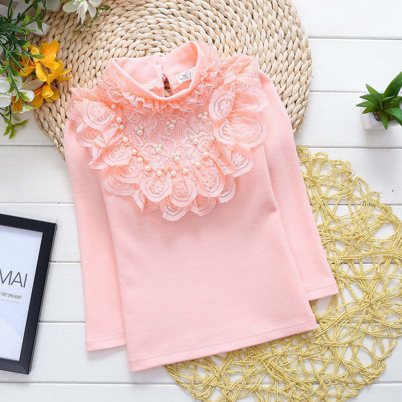 Children's clothing female child basic shirt spring and autumn girl basic shirt all-match lace baby t-shirt basicTops fashion - CelebritystyleFashion.com.au online clothing shop australia