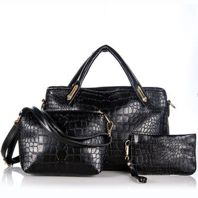 Women Handbags 3 Sets PU Leather Handbag Women Messenger Bags Ladies Tote Bag Handbag+Shoulder Bag+Purse-Dollar Bargains Online Shopping Australia