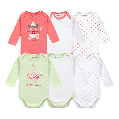 6 Pieces Brand Baby Girl Clothes Boy Long Sleeve Bodysuits New Born Clothing With Character Printed Infant Jumpsuit Overall - CelebritystyleFashion.com.au online clothing shop australia