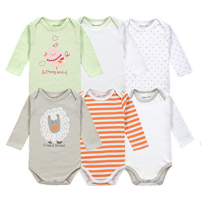 6 Pieces Brand Baby Girl Clothes Boy Long Sleeve Bodysuits New Born Clothing With Character Printed Infant Jumpsuit Overall - CelebritystyleFashion.com.au online clothing shop australia