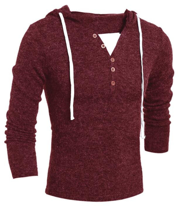 V-Neck Sweaters Stylish Knitted Long Sleeve Hooded Sweater Men Sweater Male Sweaters Pullover-Size XXL - CelebritystyleFashion.com.au online clothing shop australia