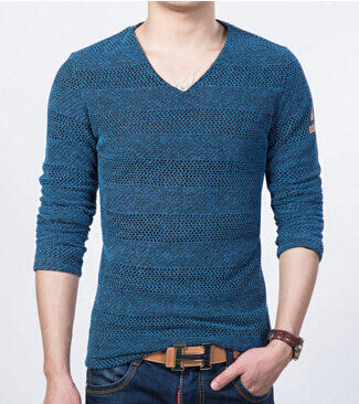 knitted male sweater korea spring long-sleeve pullover V neck knitwear stripe handsome men's clothes M-5XL - CelebritystyleFashion.com.au online clothing shop australia