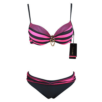 Bikini New Push Up Swimwear Retro Navy BLue Black White Striped Anchors Bathing Suit Bikini Set Monokinis AK1648 - CelebritystyleFashion.com.au online clothing shop australia