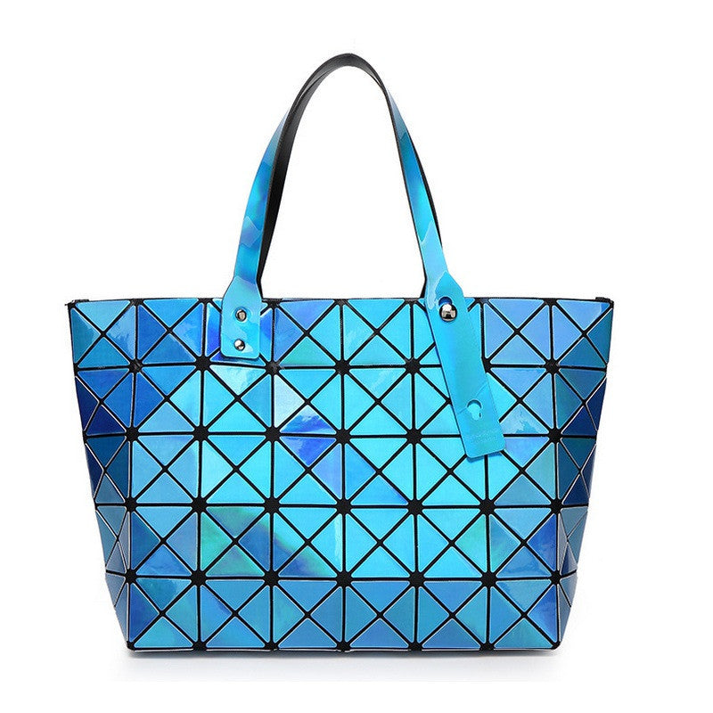 Laser Women Dazzle Color Plaid Tote Casual Bags Female Fashion Fold Over Handbags Lady Sequins Mirror Saser Bag Bao Bao-Dollar Bargains Online Shopping Australia