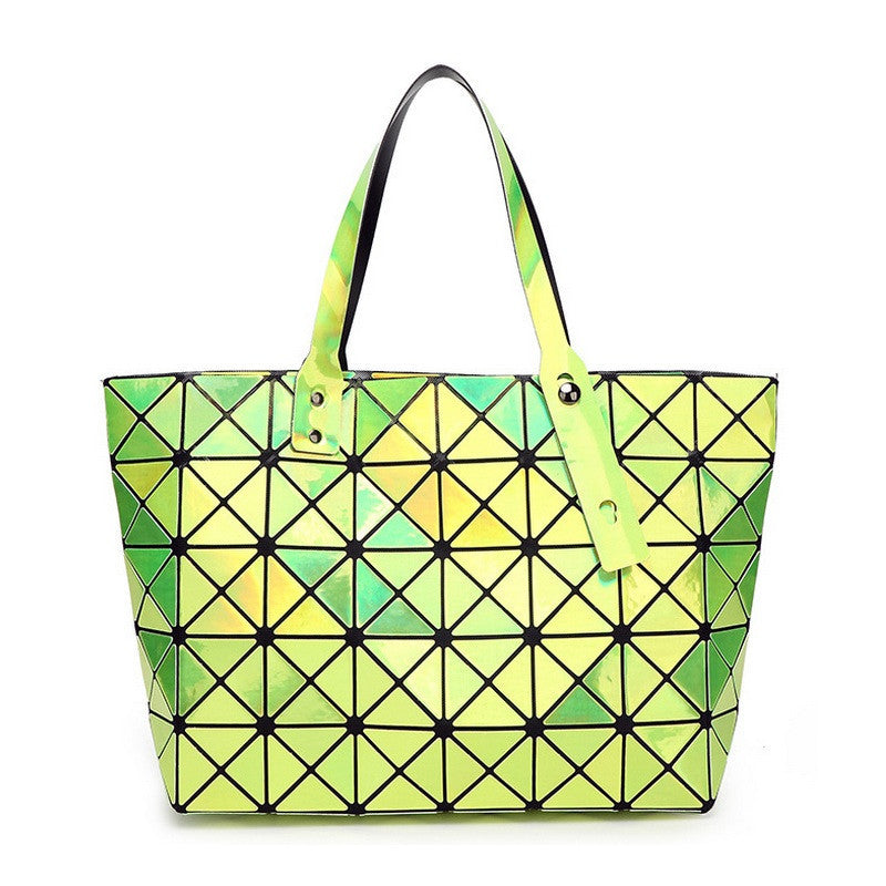 Laser Women Dazzle Color Plaid Tote Casual Bags Female Fashion Fold Over Handbags Lady Sequins Mirror Saser Bag Bao Bao-Dollar Bargains Online Shopping Australia