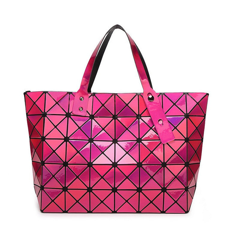 Laser Women Dazzle Color Plaid Tote Casual Bags Female Fashion Fold Over Handbags Lady Sequins Mirror Saser Bag Bao Bao-Dollar Bargains Online Shopping Australia