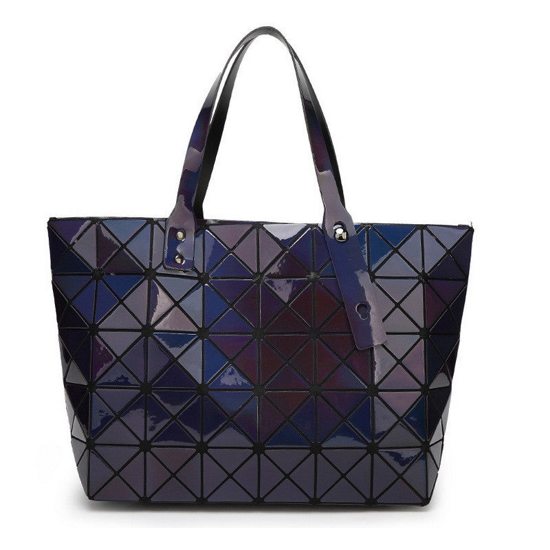 Laser Women Dazzle Color Plaid Tote Casual Bags Female Fashion Fold Over Handbags Lady Sequins Mirror Saser Bag Bao Bao-Dollar Bargains Online Shopping Australia