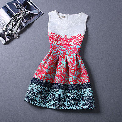 Actionclub Mother Daughter Dresses Family Matching Clothing Girls Dress Sleeveless Formal Print A-line Dress For Summer Kid-Dollar Bargains Online Shopping Australia
